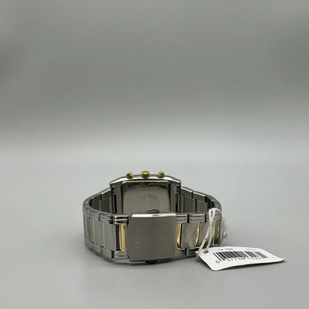 Pulsar YM92-X082 Mens Watch 34mm Chronograph Two Tone Bracelet New Battery 8.25